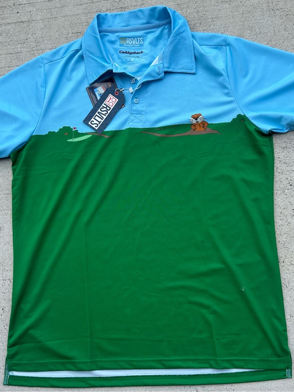 RSVLTS Caddyshack Gopher All Day Golf Polo Shirt Men’s XS Breakfast Balls Mens L